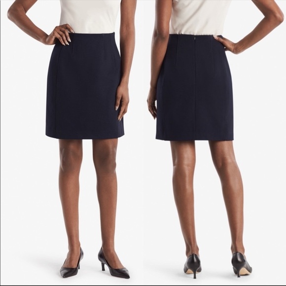 MM Lafleur Dresses & Skirts - MM Lafleur Crosby Textured Blue Ponte Knit Skirt